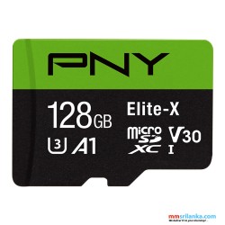 PNY 128GB Elite-X Class 10 U3 V30 microSD Flash Memory Card