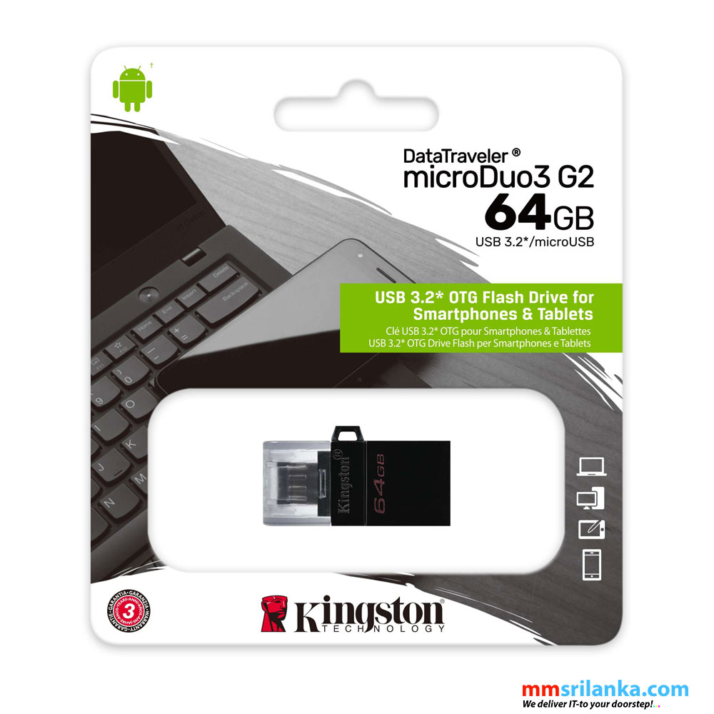 Økonomisk lastbil hjem Kingston 64GB DataTraveler MicroDuo 3.0 USB Flash OTG Drive