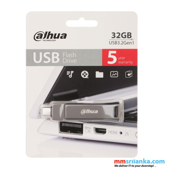 Dahua 32GB USB 3.2 Dual USB-A, USB-C, OTG Pen Drive (5Y)