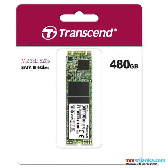 Transcend 480GB M.2 SATA III 6GB/S SSD MTS820S 3D TLC Flash 80mm (3Y)