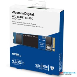 WD Blue 250GB SN550 NVMe Internal SSD - Gen3 x4 PCIe 8Gb/s, M.2 2280, 3D NAND, Up to 2,400 MB/s - WDS250G2B0C