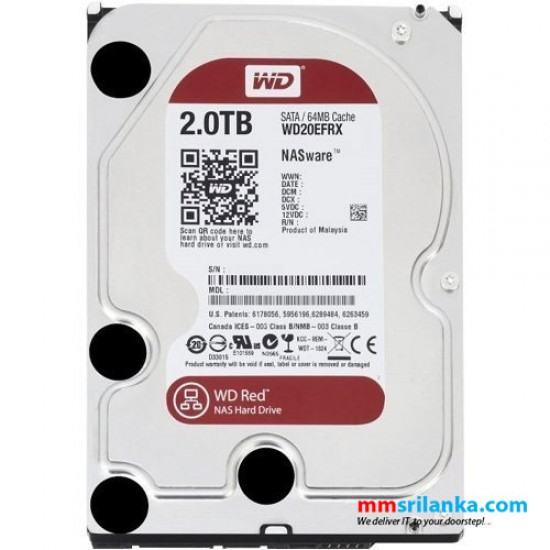 WD Red 2TB NAS Hard Disk Drive - 5400 RPM Class SATA 6 Gb/s 64MB Cache 3.5 Inch