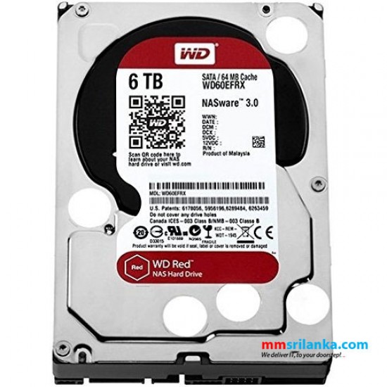 WD Red 6TB NAS Hard Disk Drive - 5400 RPM Class SATA 6 Gb/s 64MB Cache 3.5 Inch