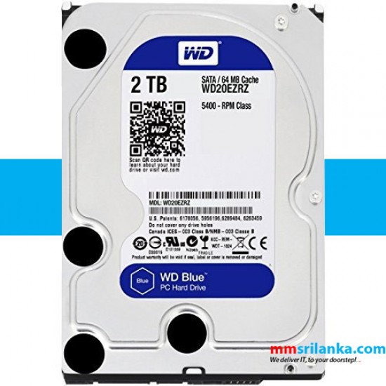 WD Blue 2TB Desktop Hard Disk Drive - 5400 RPM SATA 6Gb/s 64MB Cache 3.5 Inch