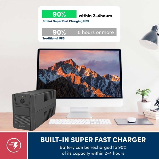 Prolink Pro 701 Super-Fast Charging Line Interactive 650VA UPS (2Y)