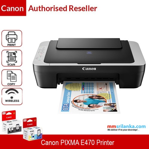 Canon PIXMA E470 Ink Efficient Wireless All-In-One Printer (Print/Scan/Copy/WiFi)