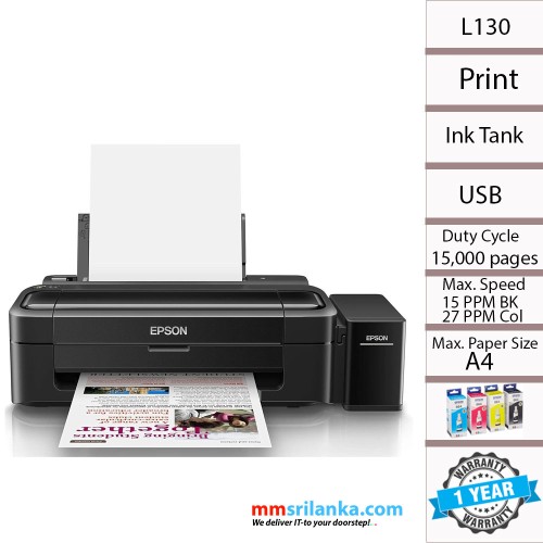 Epson L130 Ink Tank System Printer (1y)