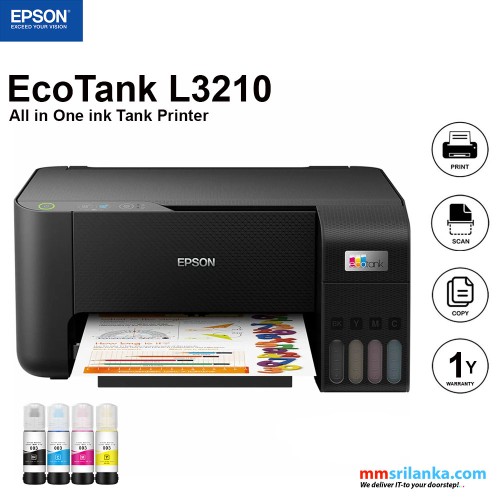 Epson EcoTank L3210 A4 All-in-One Ink Tank Printer Printer/Scan/Copy (1Y)