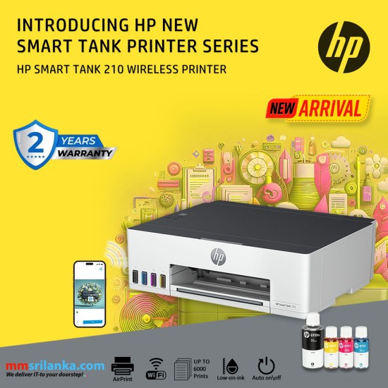 HP Smart Tank 210 Single Function WiFi Colour Printer (2Y)
