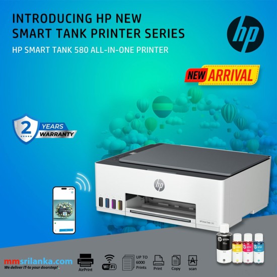 HP Smart Tank 580 AIO WiFi Colour Printer (2Y)