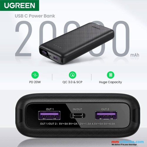 UGREEN 20000mAh PD 20W Portable Charger Power Bank