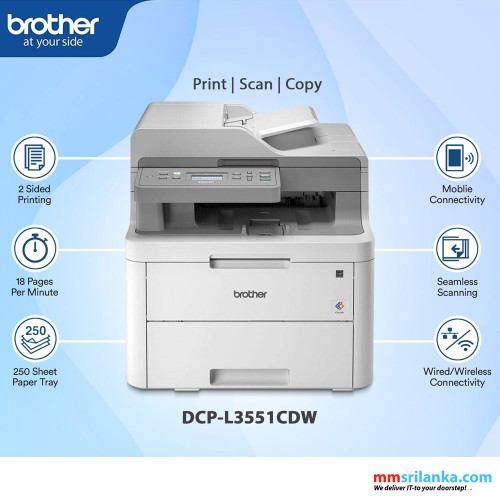 Brother Colour Laser Multi-Function Printer- DCP-L3551CDW (1Y)